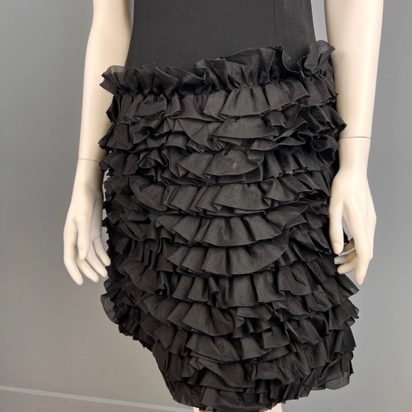 1960s Frilly Fitted Black Cocktail/Party Dress, Size S - Picture 6 of 10